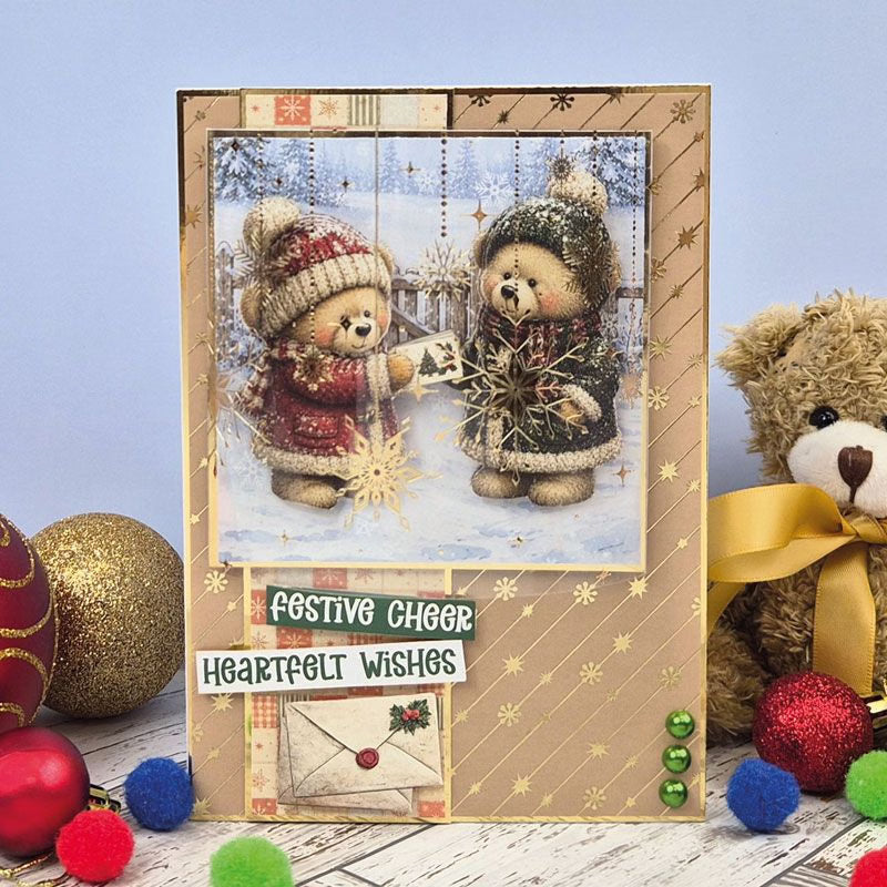 Beary Christmas Foiled Edge-to-Edge Cardstock