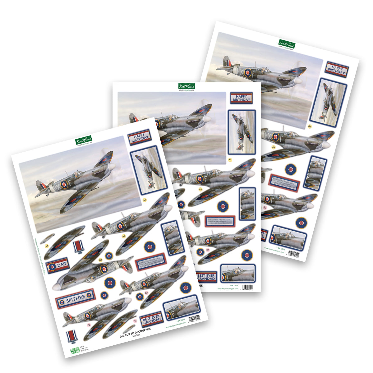 Die Cut Decoupage – Spitfire (Pack Of 3)