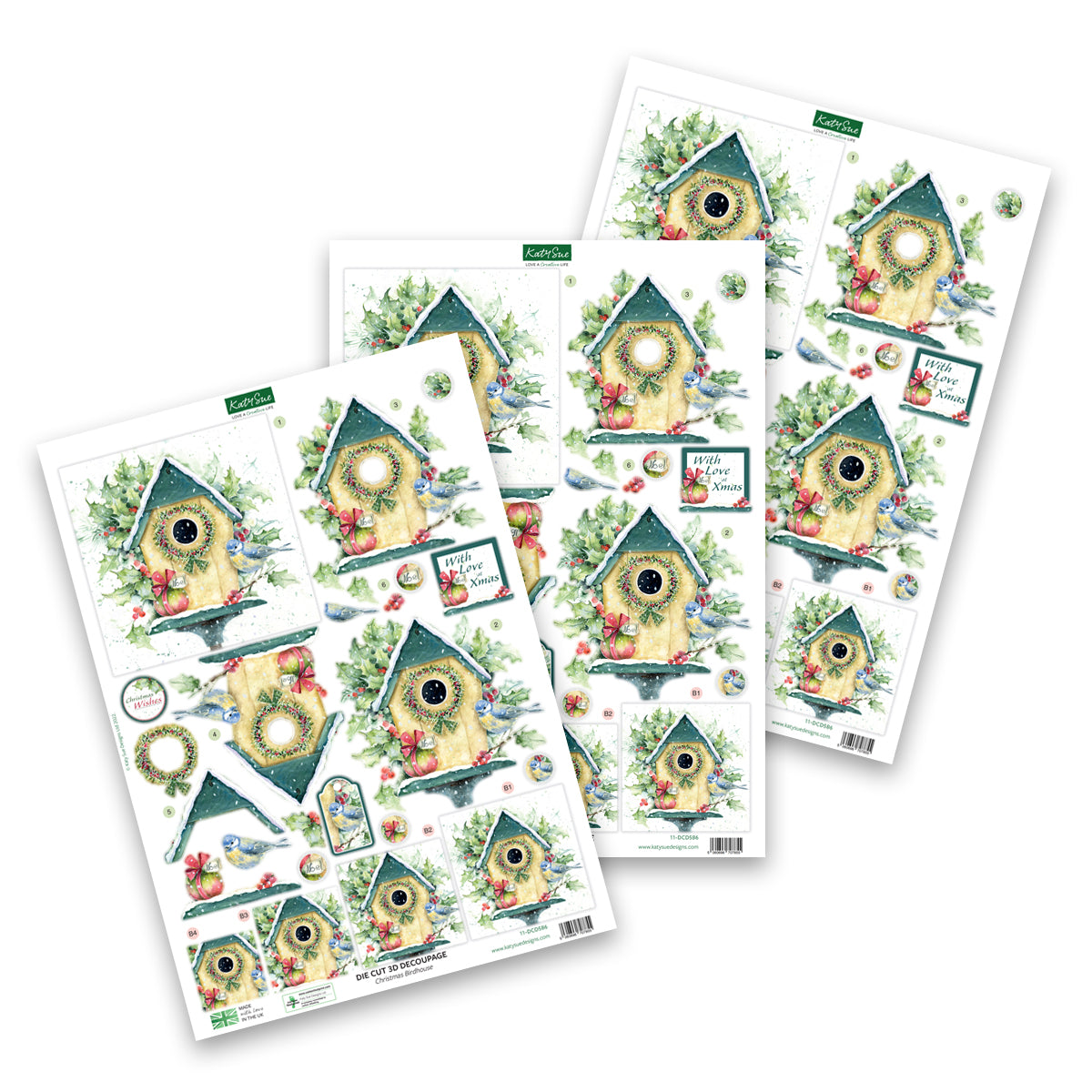 Die Cut Decoupage – Xmas Birdhouse (Pack Of 3)