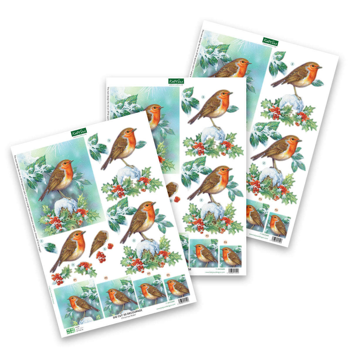 Die Cut Decoupage – Christmas Robin (Pack Of 3)