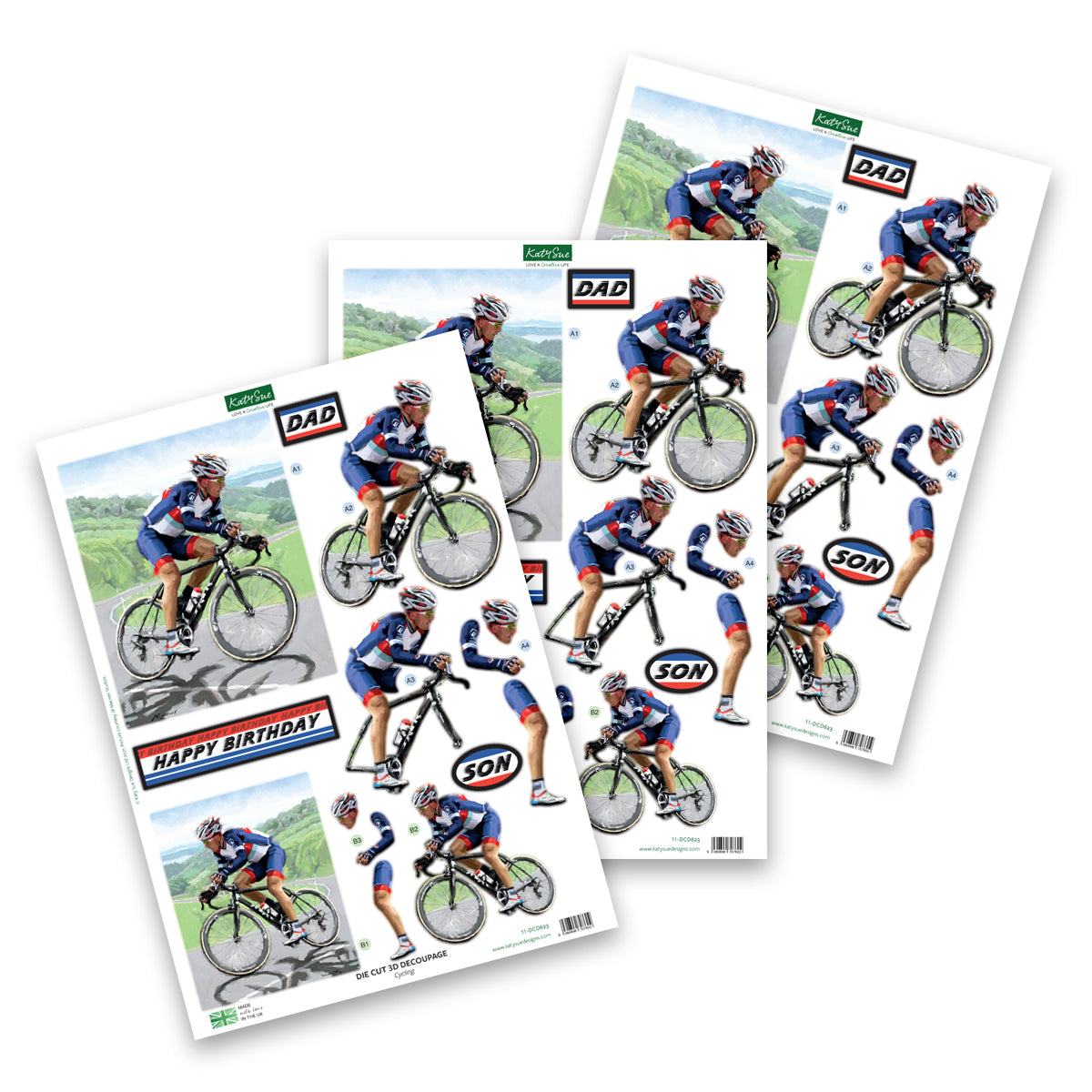 Die Cut Decoupage – Cycling (Pack Of 3)