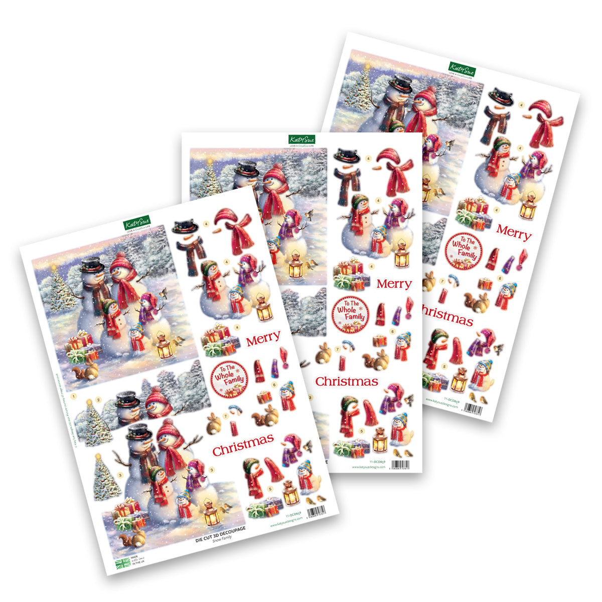 Die Cut Decoupage – Snow Family (Pack Of 3)