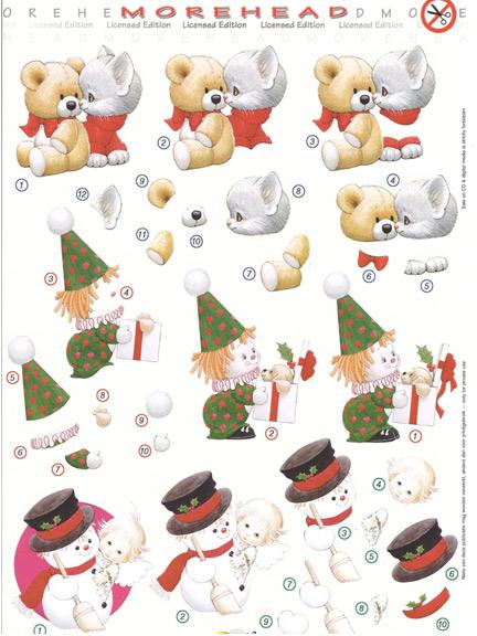 3D Precut Morehead Snowman, Ted/Kitty & Clown