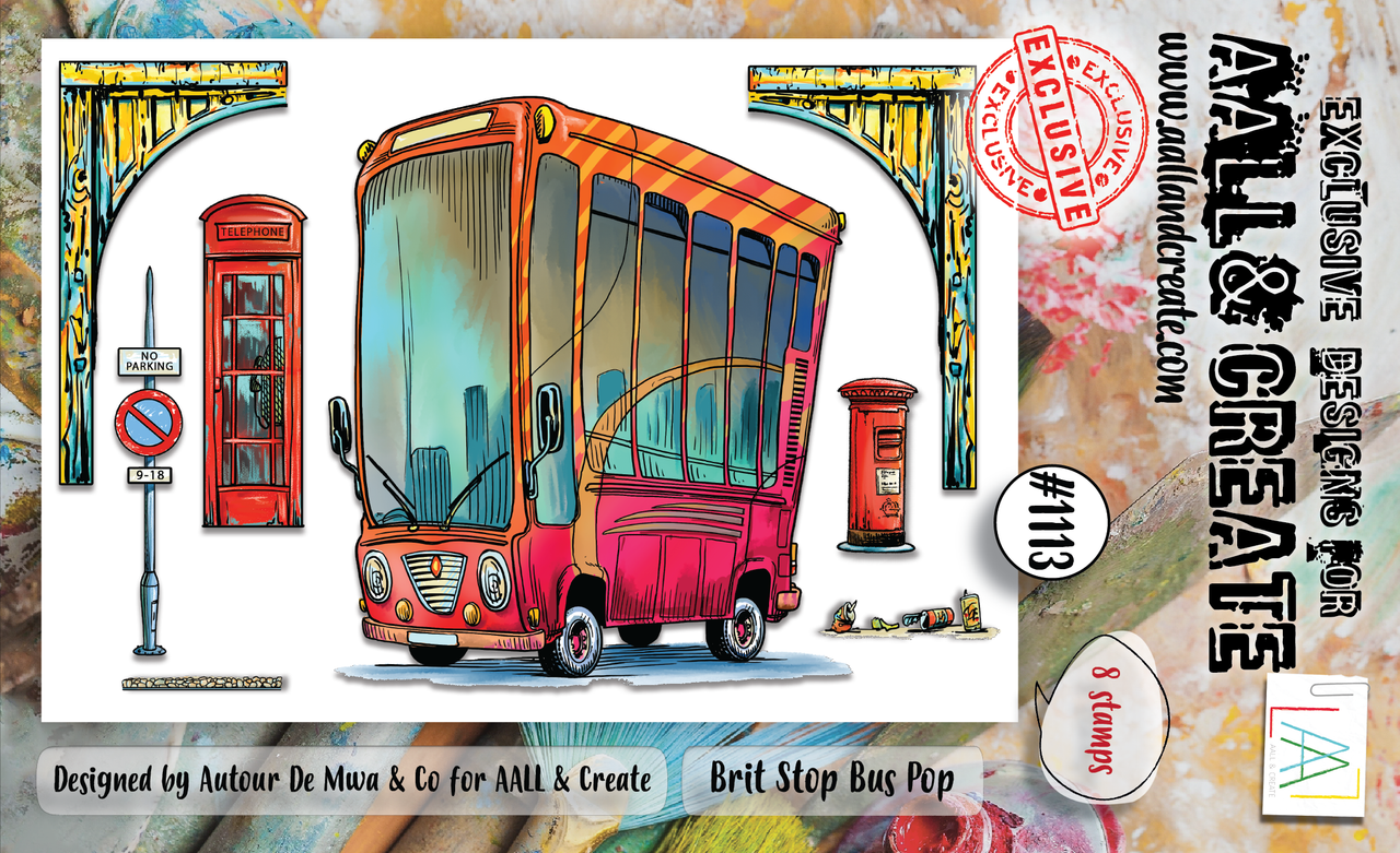 AALL and Create #1113 - A6 Stamp Set - Brit Stop Bus Pop
