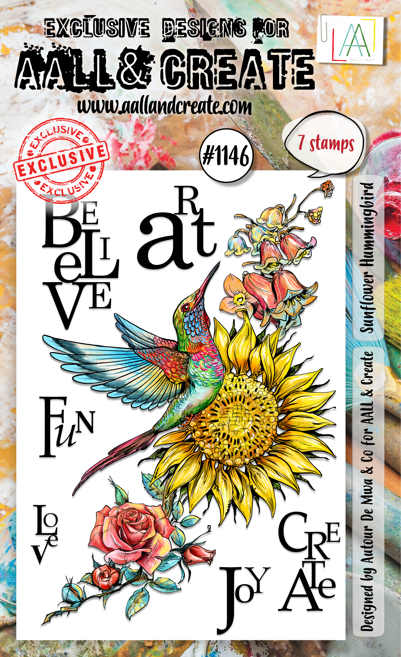 AALL and Create - A6 Stamp Set - Sunflower Hummingbird