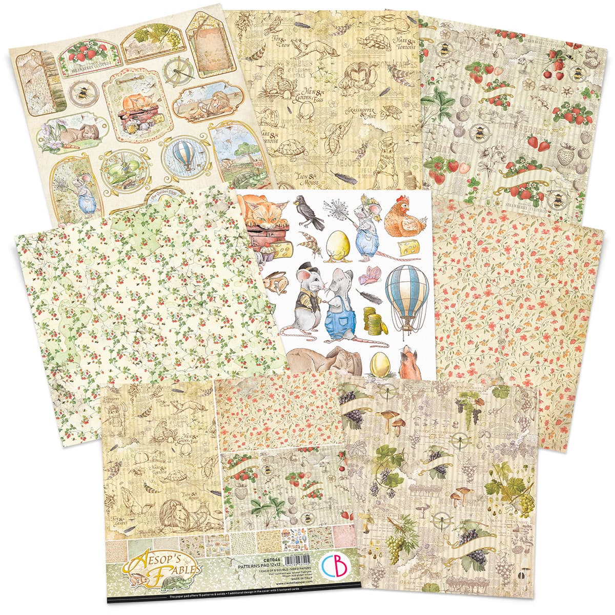 Ciao Bella Aesop's Fables Patterns Pad 12"X12" 8/Pkg