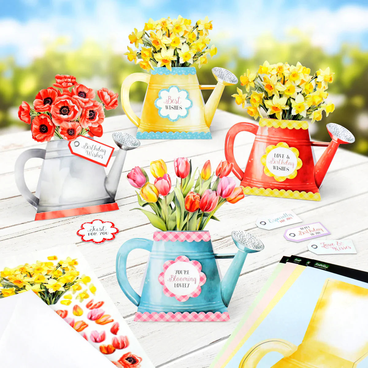 Watering Can Blossoms and Blooms, Card Making Kit