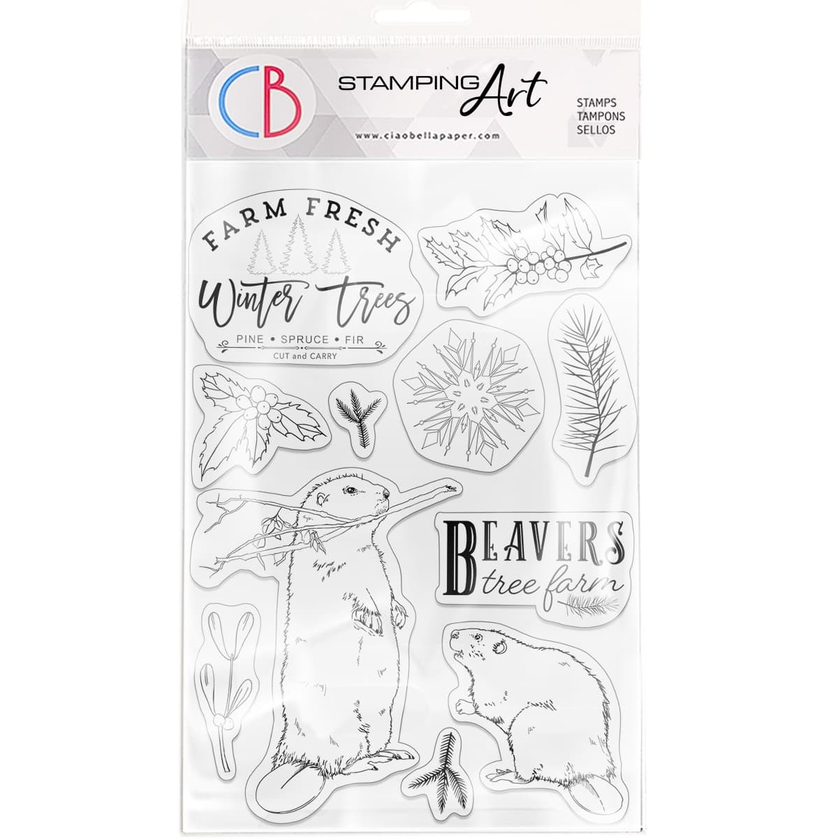 Ciao Bella Clear Stamp Set 6"x8" Beavers Tree Farm