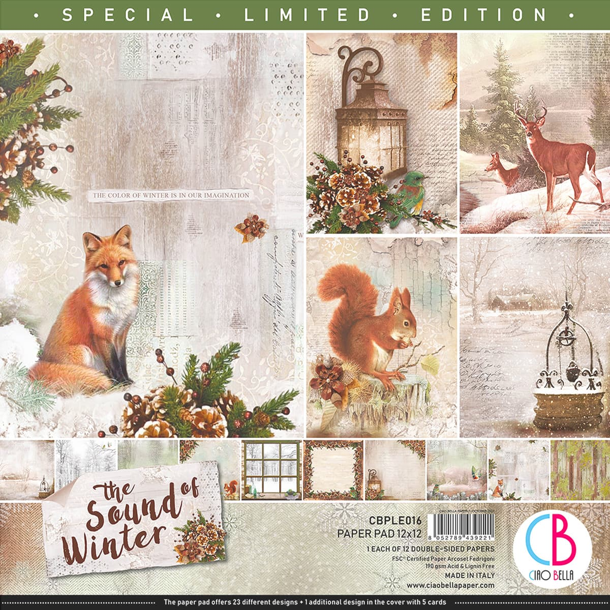 Ciao Bella The Sound of Winter Limited Edition Paper Pad 12"x12" 12/Pkg