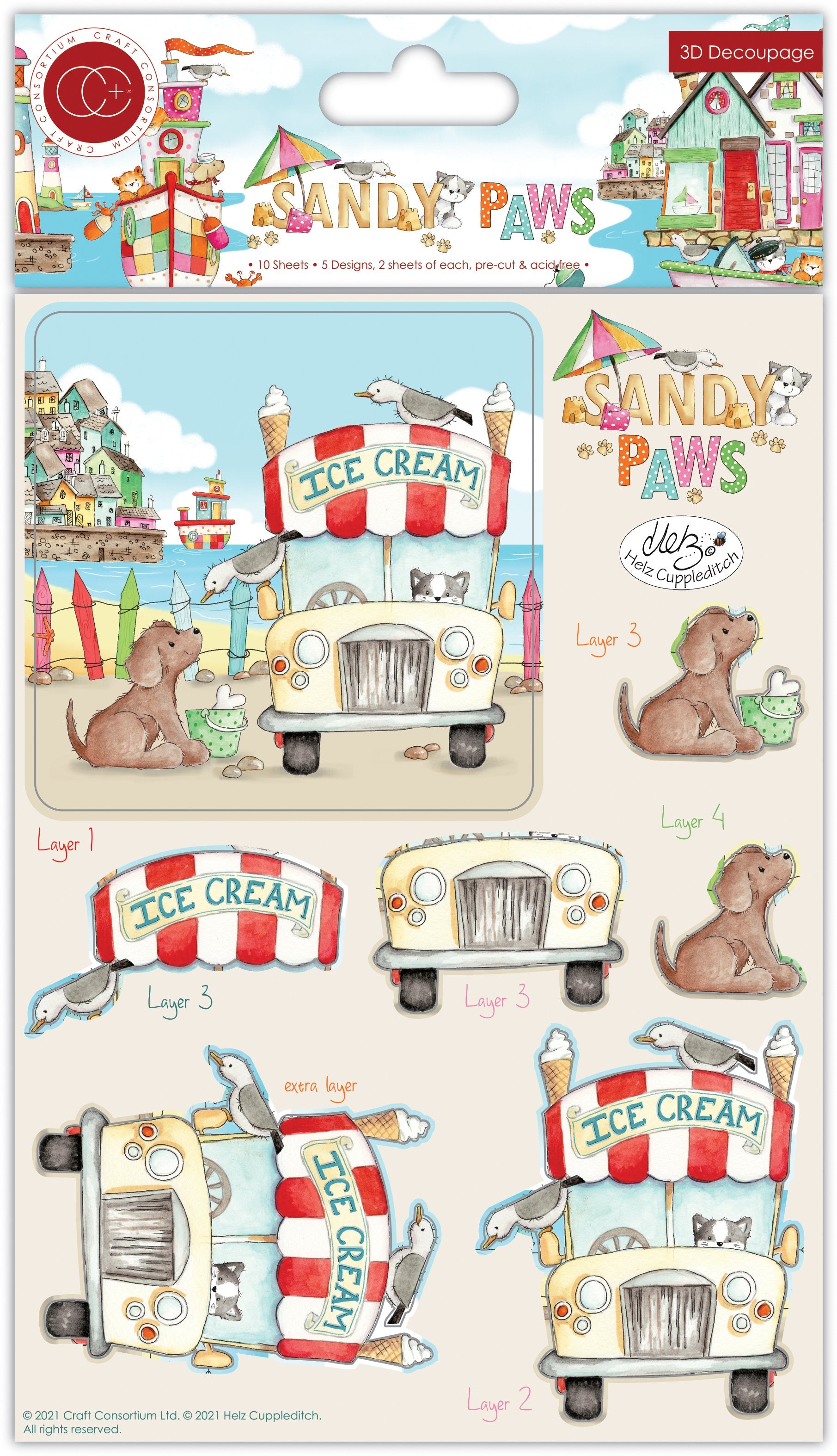 Sandy Paws - 3D Decoupage