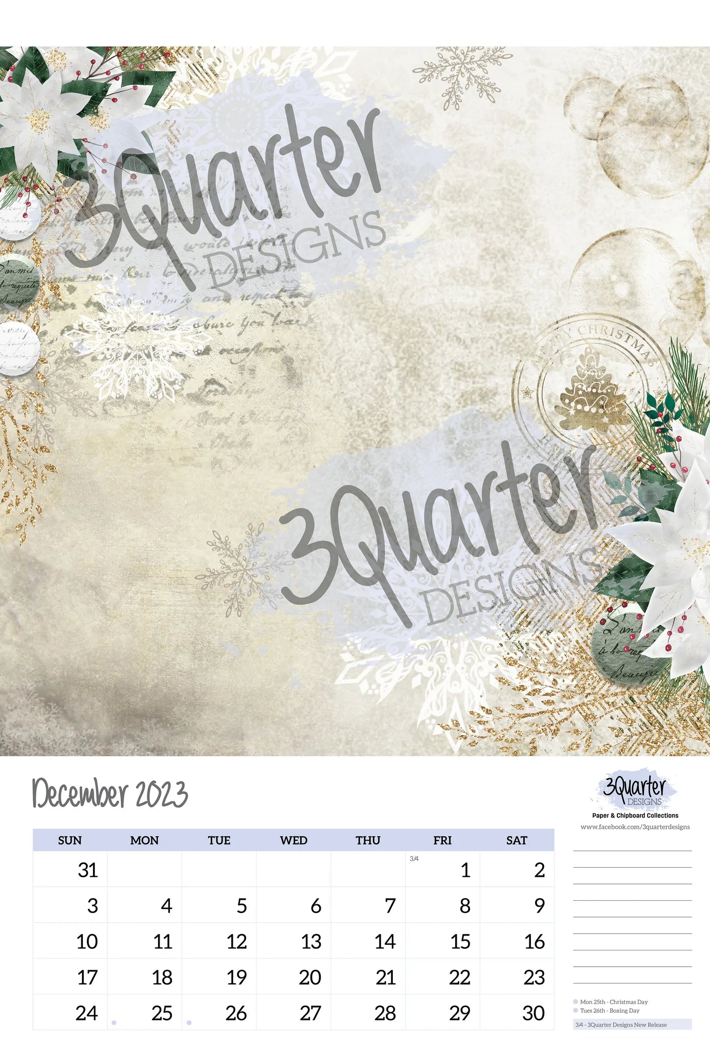 3Quarter Designs - 12 Months Of Crafting Calendar 2023