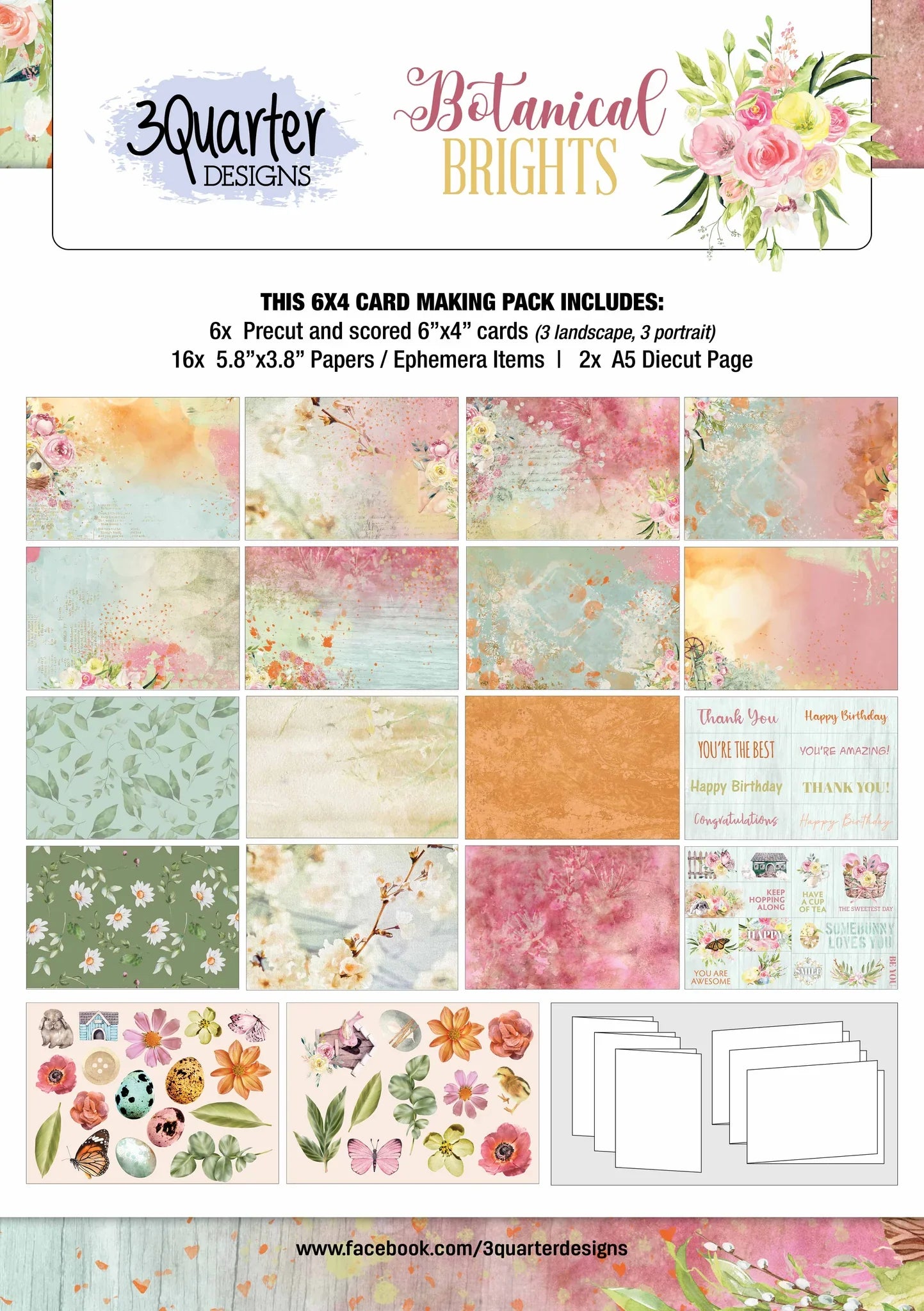 3Quarter Designs - Botanical  Brights - Card Kit