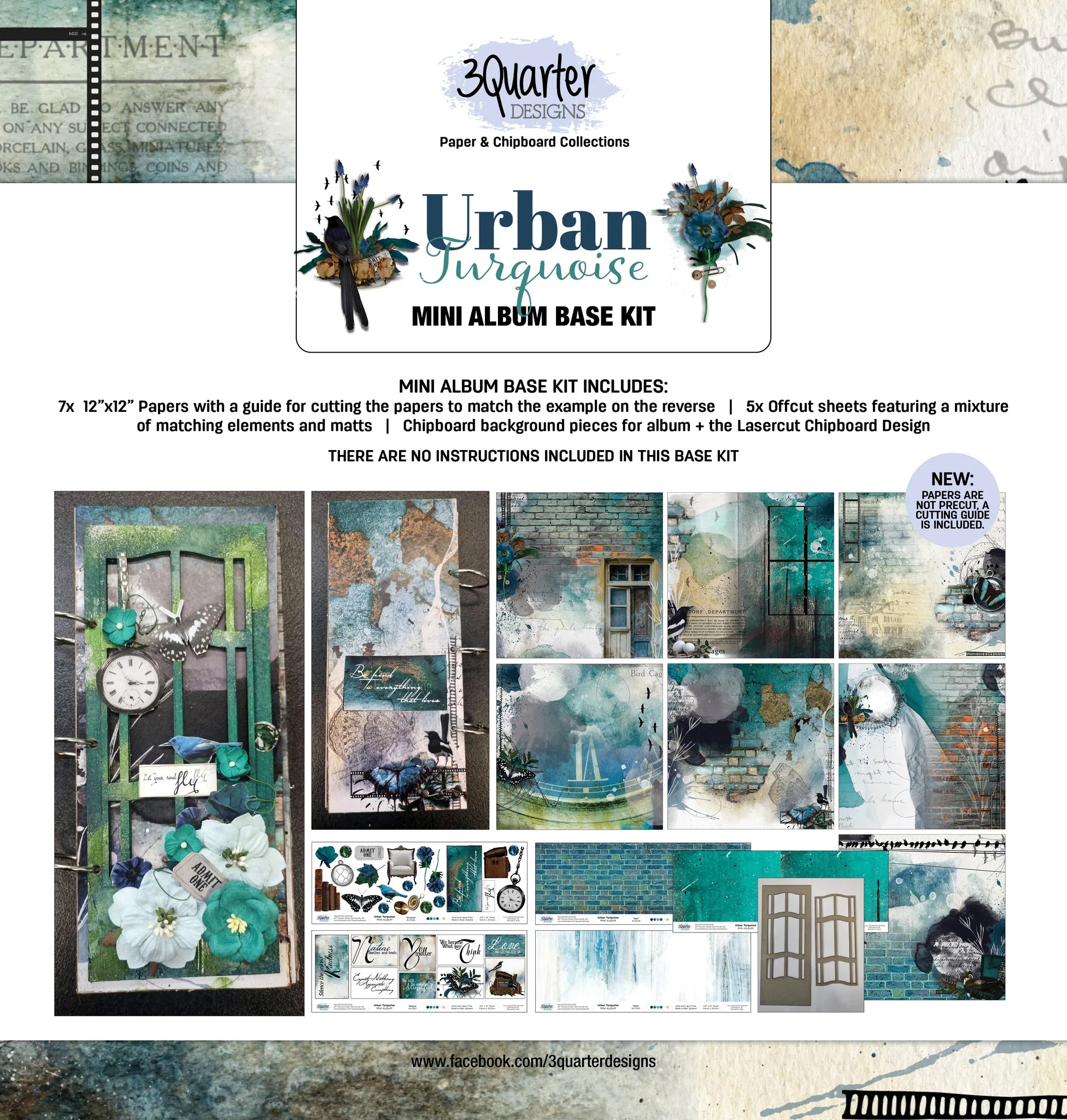 3Quarter Designs - Mini Album Base Kit - Urban Turquoise