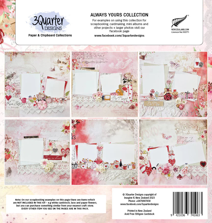 3Quarter Designs - 12" X 12" Paper Pack  - Always Yours