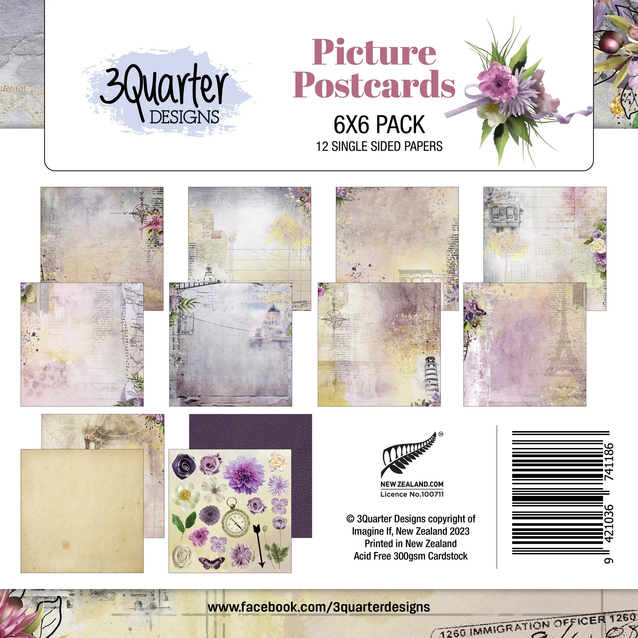 3Quarter Designs - 6" X 6" Paper Pack - Picture Postcard