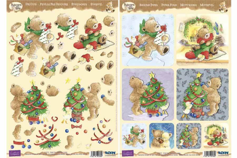 3D Precut Popcorn Bears Christmas Tree and Presents