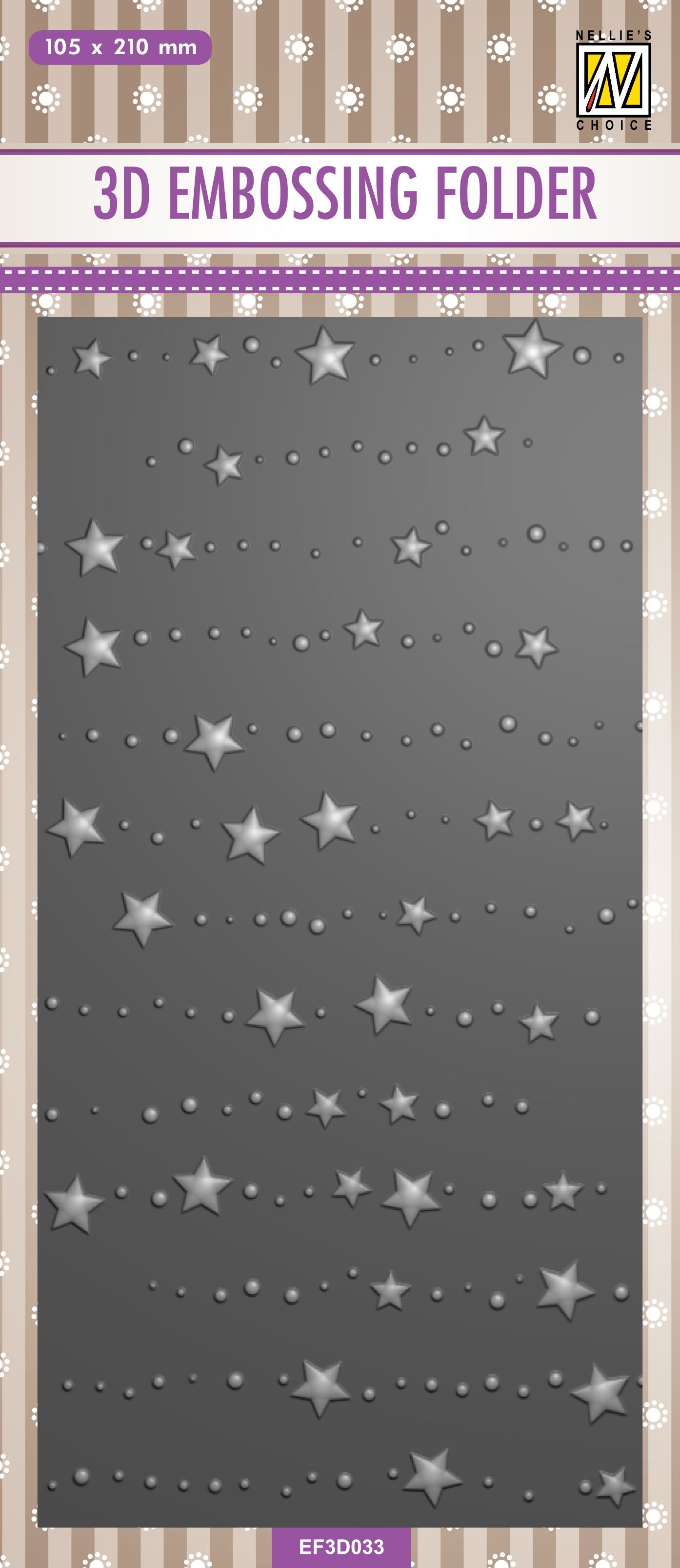 Nellie's Choice 3D Embossing Folder Slimline Size - Stars & Dots