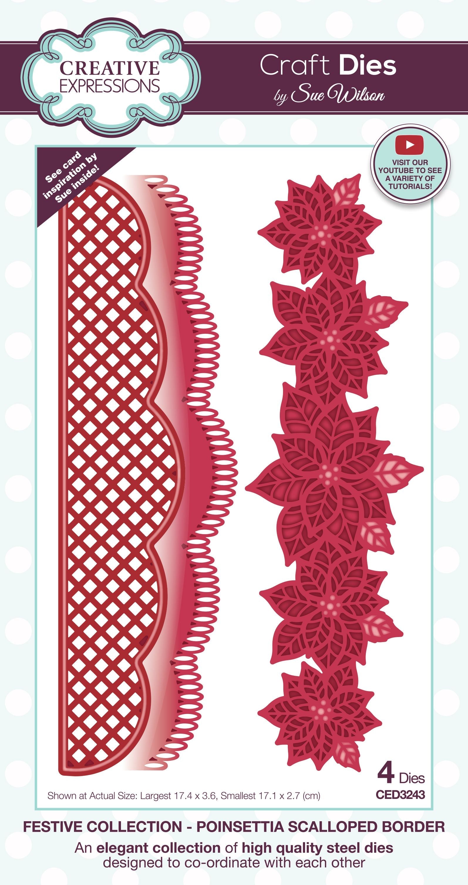 Creative Expressions Sue Wilson Festive Poinsettia Scalloped Border Craft Die