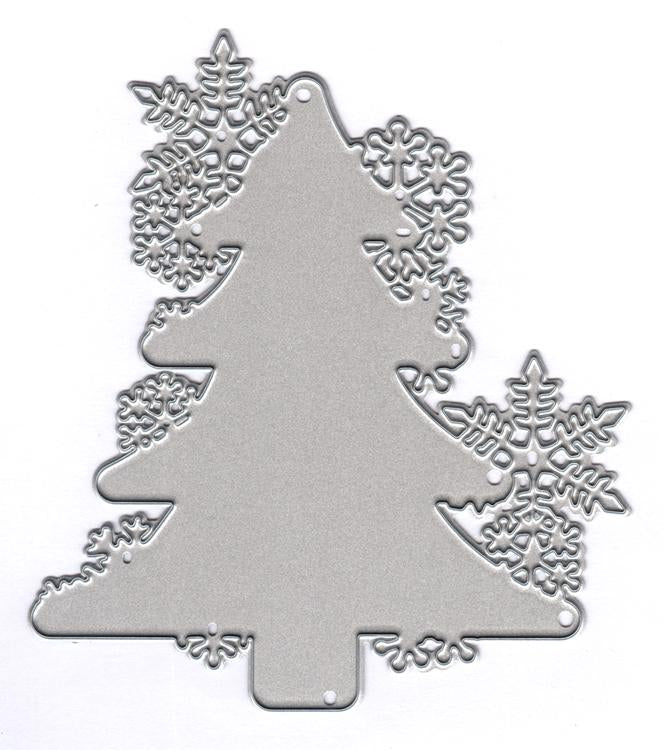 Joy! Crafts Die -Christmas Tree with snowflakes