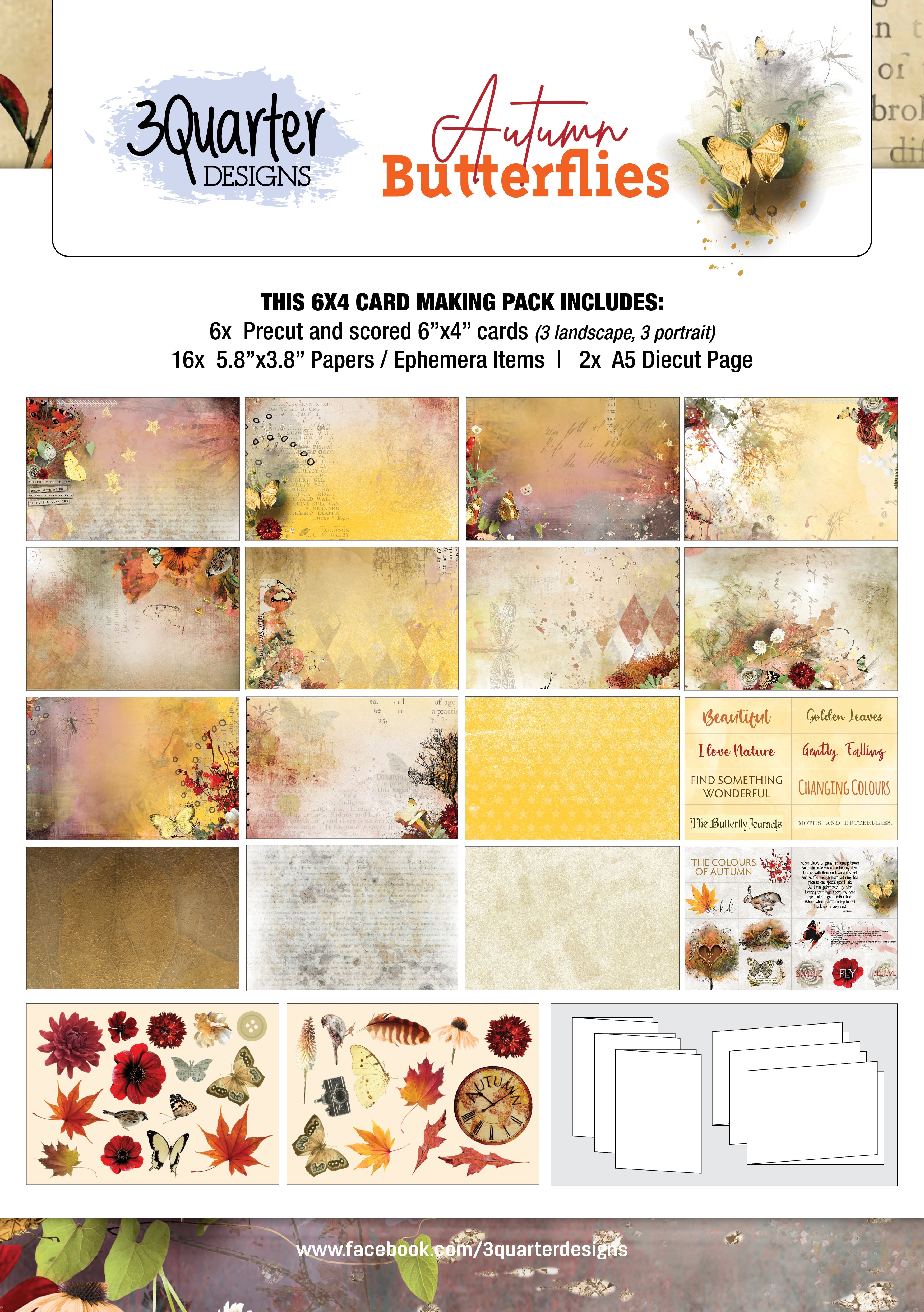 3Quarter Designs - Card Collection - Autumn Butterfly