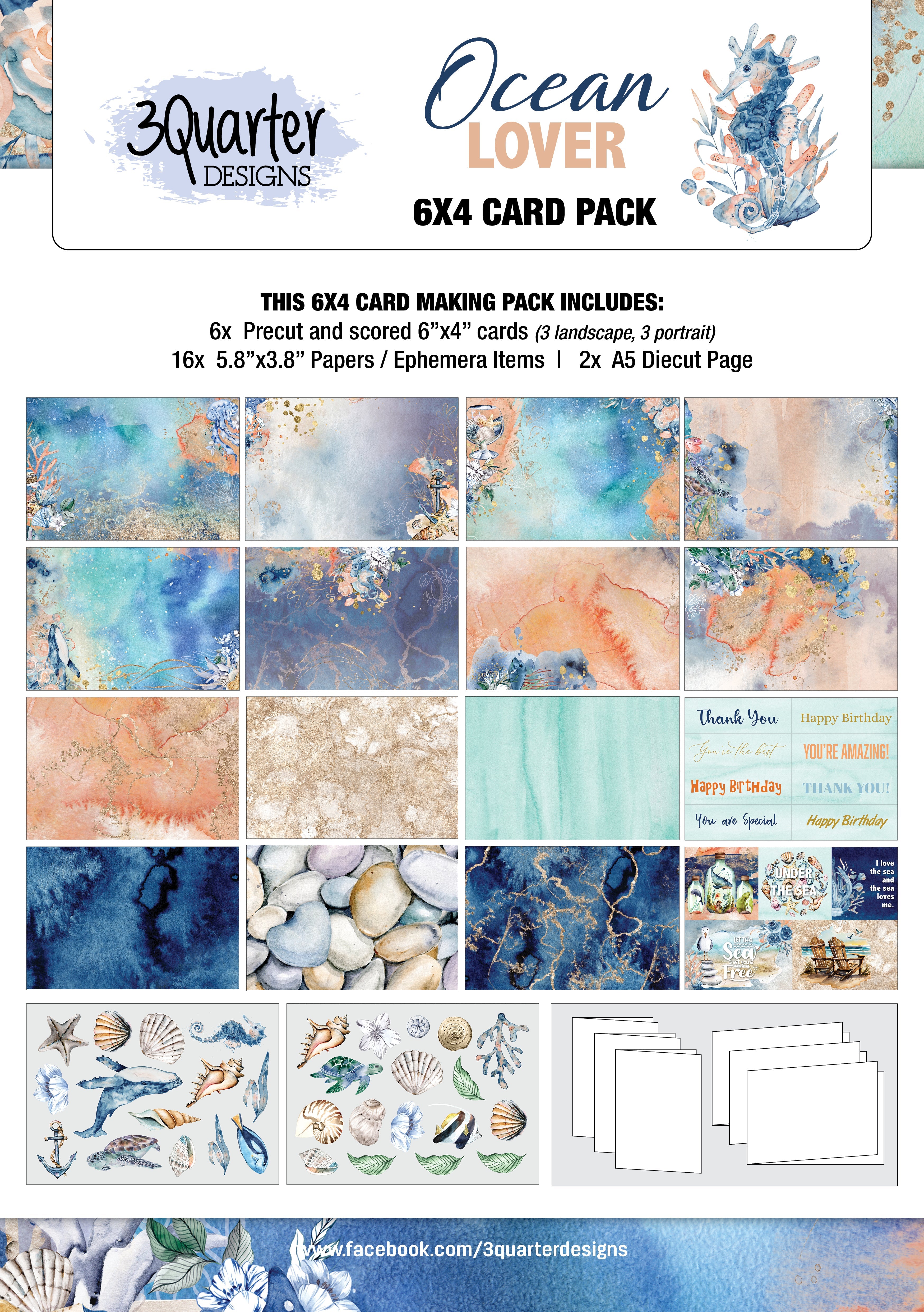 3Quarter Designs - Ocean Lovers - Card Kit