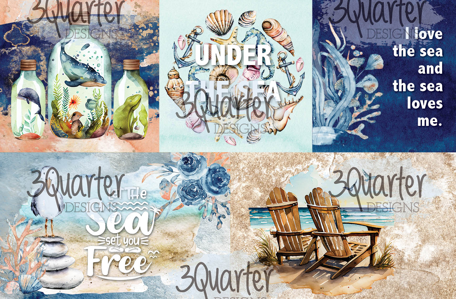 3Quarter Designs - Ocean Lovers - Card Kit