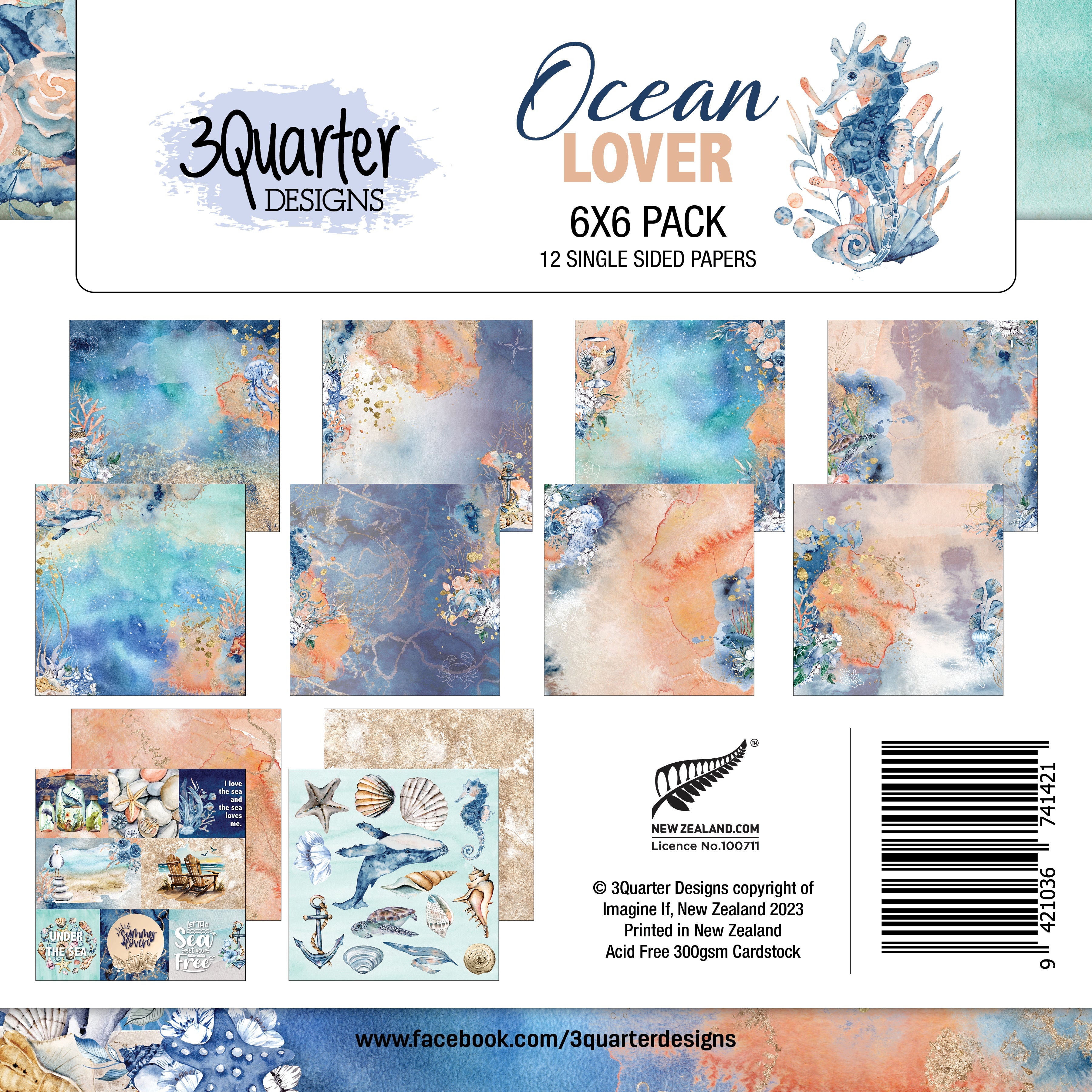 3Quarter Designs - Ocean Lovers - Paper Pad  6 x 6