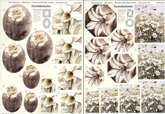 3D Precut - White Flowers - 2 sheets