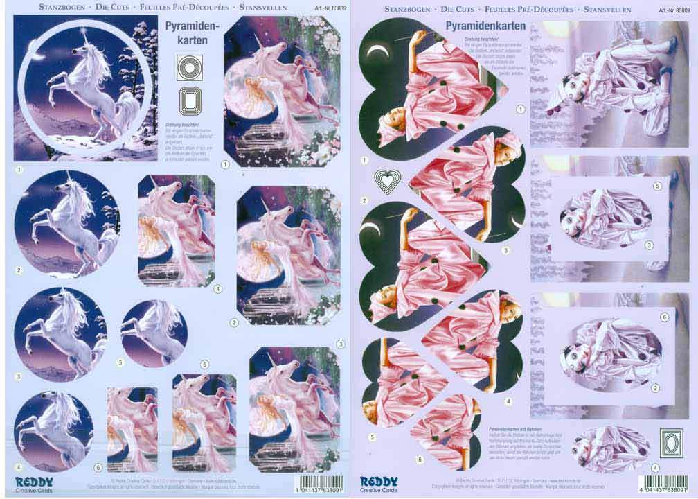 3D Precut - Unicorns, Harlequin - 2 sheets