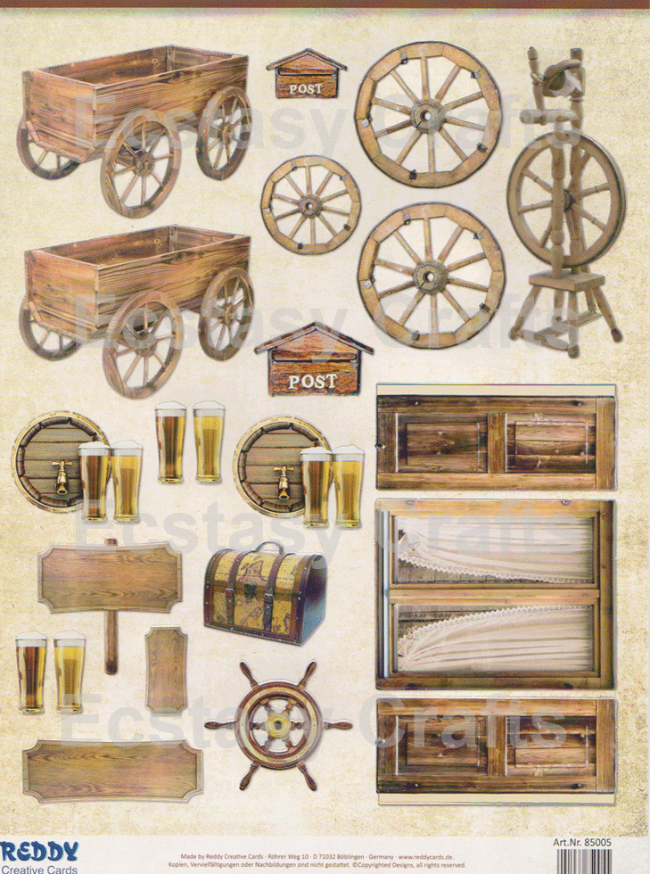 Pre Cut Sheets - Masculine  - Wagon and Beer, trunk