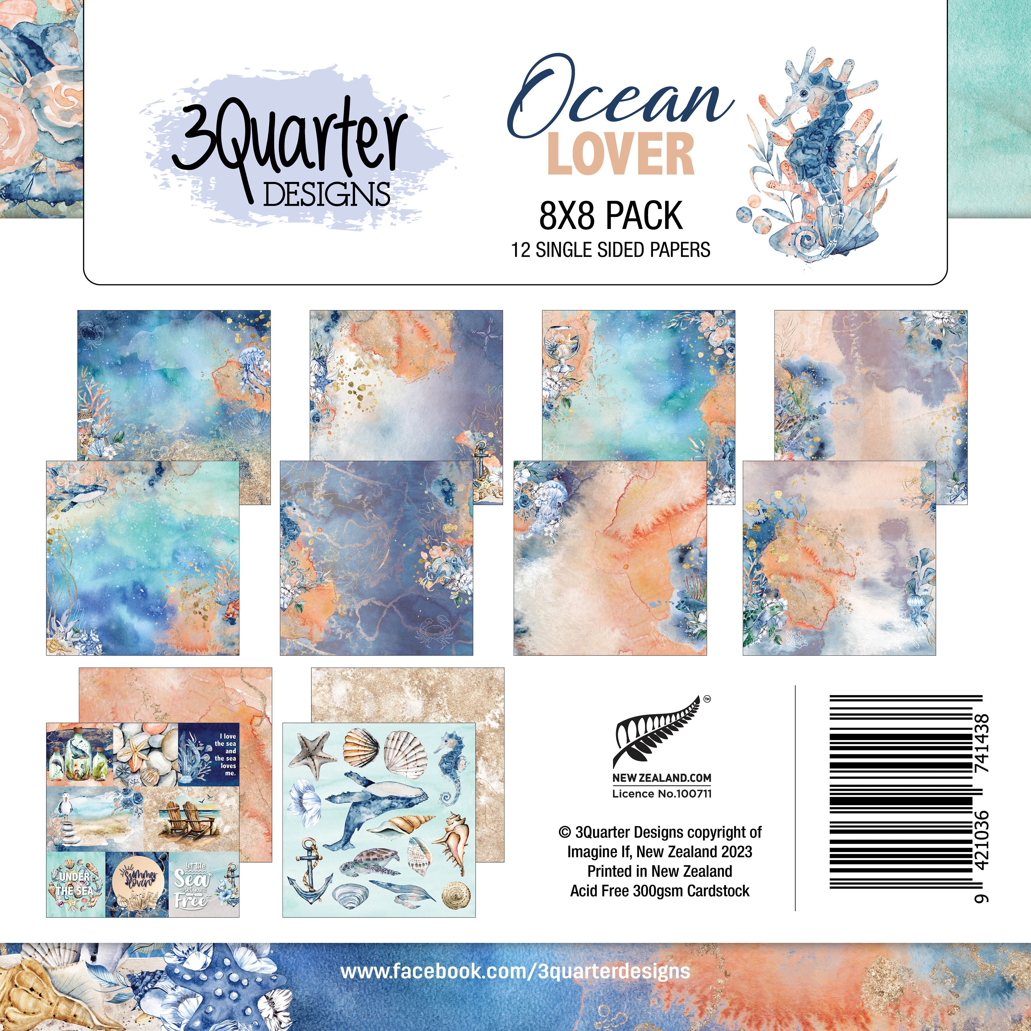 3Quarter Designs - Ocean Lovers - Paper Pad 8 x 8