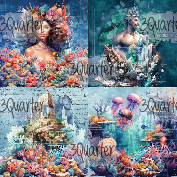 3Quarter Designs Poseidon's Kingdom 8x8 Paper Pack