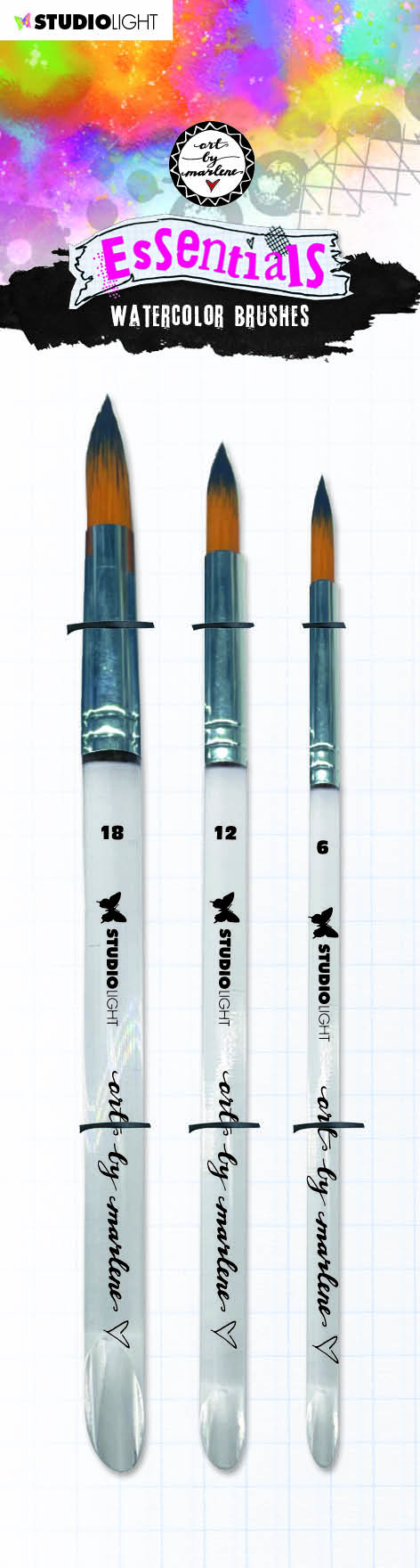 ABM Watercolor Brushes Set of 3 Essentials 298x80x6mm 3 PC nr.04