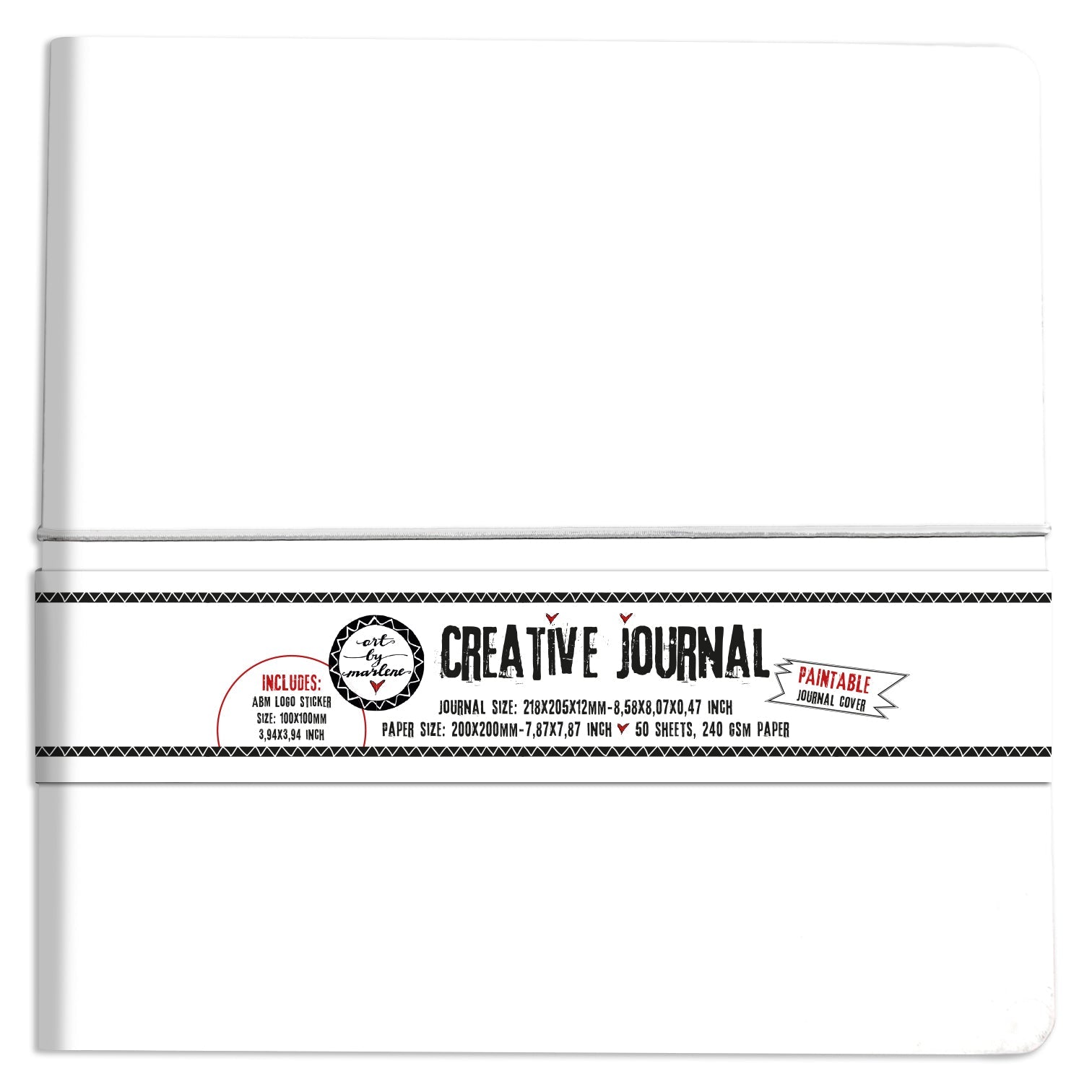ABM Creative Journal All White, With Separate Sticker Paintable Journal Cover 1 PC
