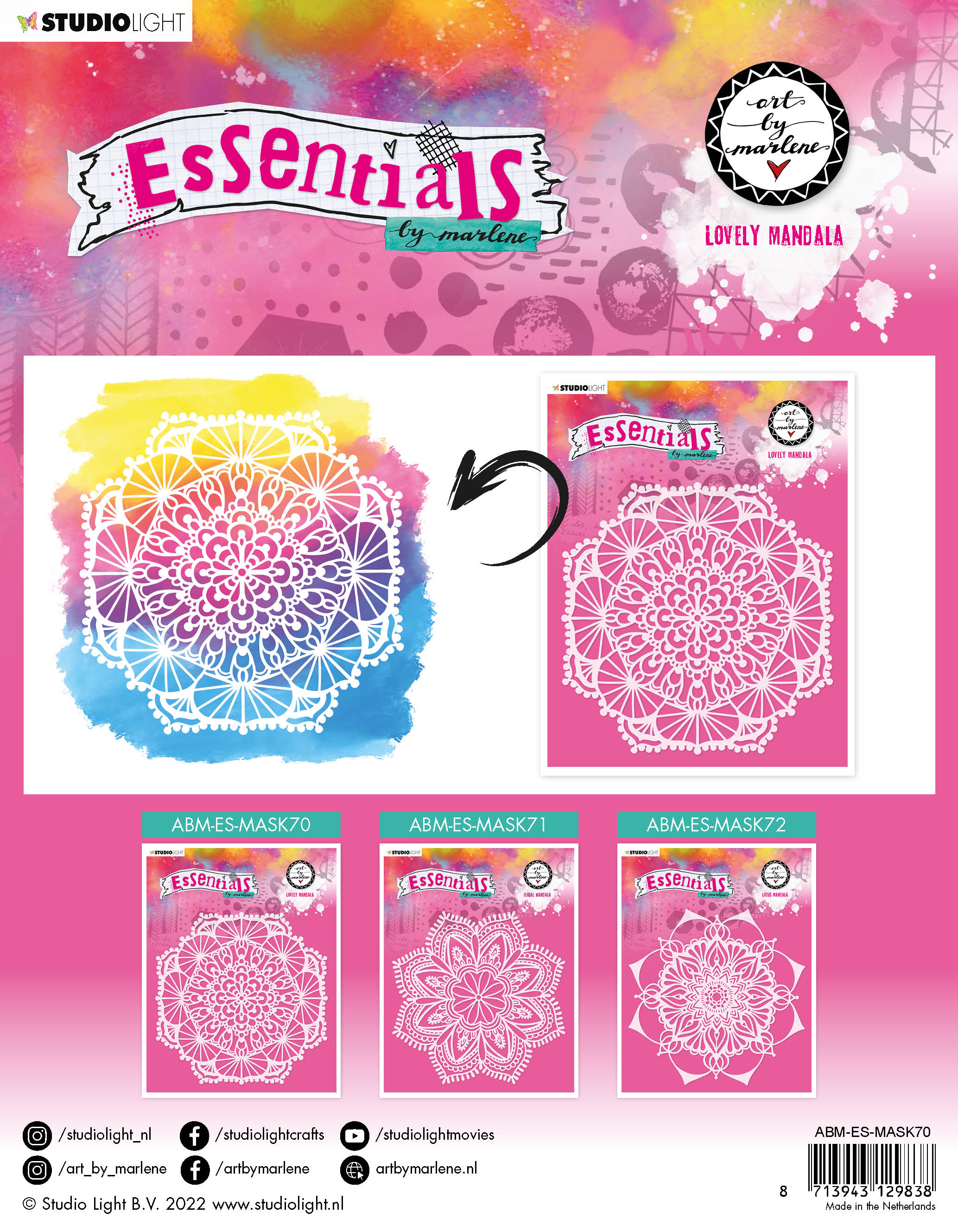 ABM Mask Lovely Mandala Essentials 200x200x1mm 1 PC nr.70