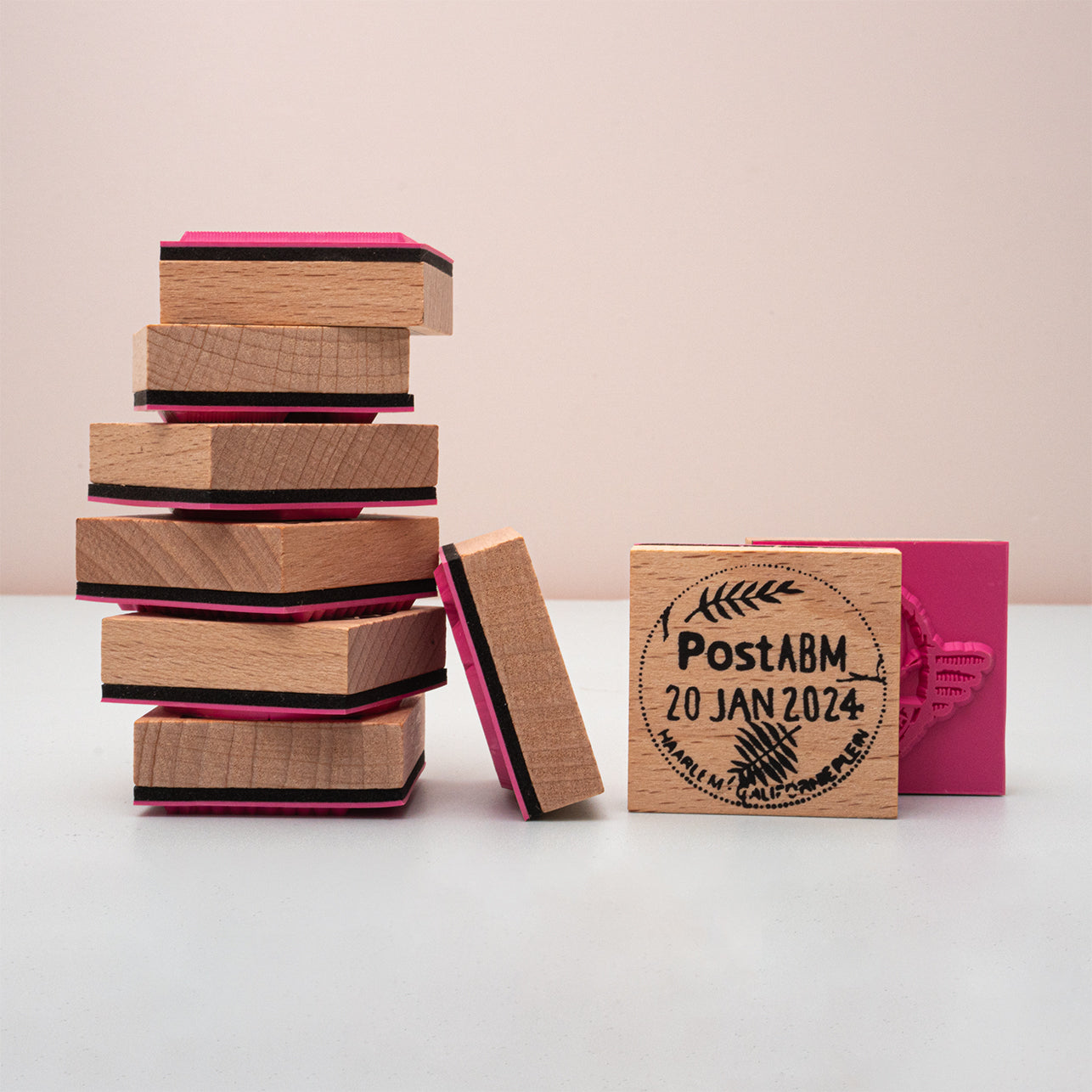 ABM Wooden Stamp Set Rubber Stamps Signature Collection 120x120x23mm 9 PC nr.595