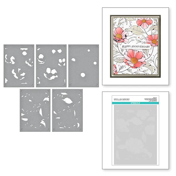 Cosmos Backdrop BetterPress and Stencil Bundle from the Pressed Posies Collection