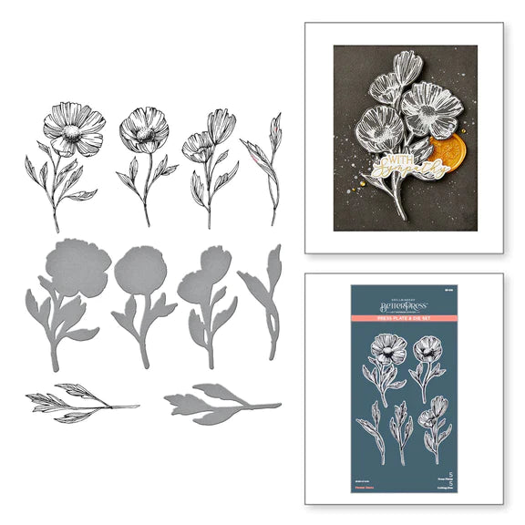 Flower Stems Press Plate & Die Set from the  Pressed Posies Collection