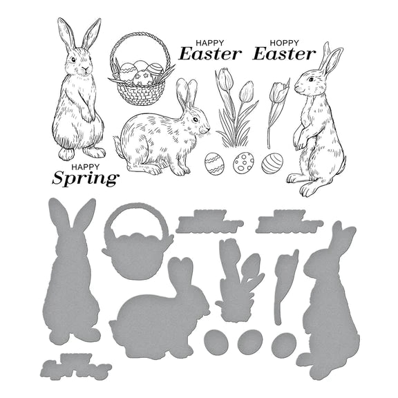 Spring Bunnies Press Plate & Die Set from the Spring Sampler Collection by Simon Hurley