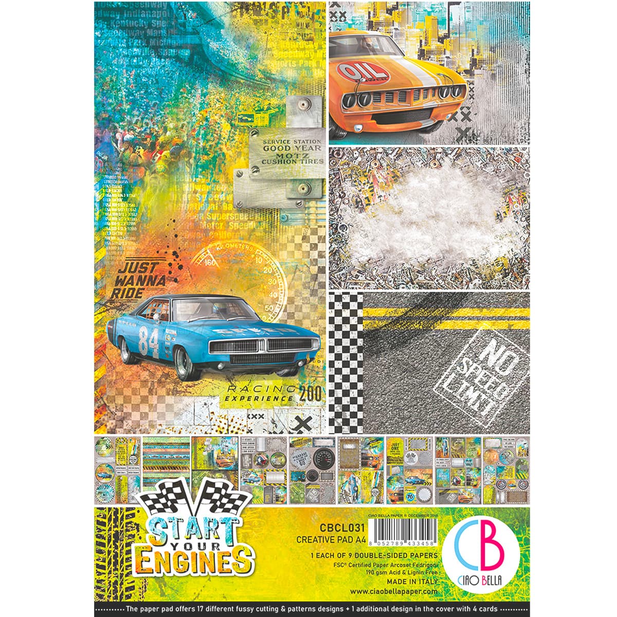 Ciao Bella Start Your Engines Creative Pad A4 9/Pkg