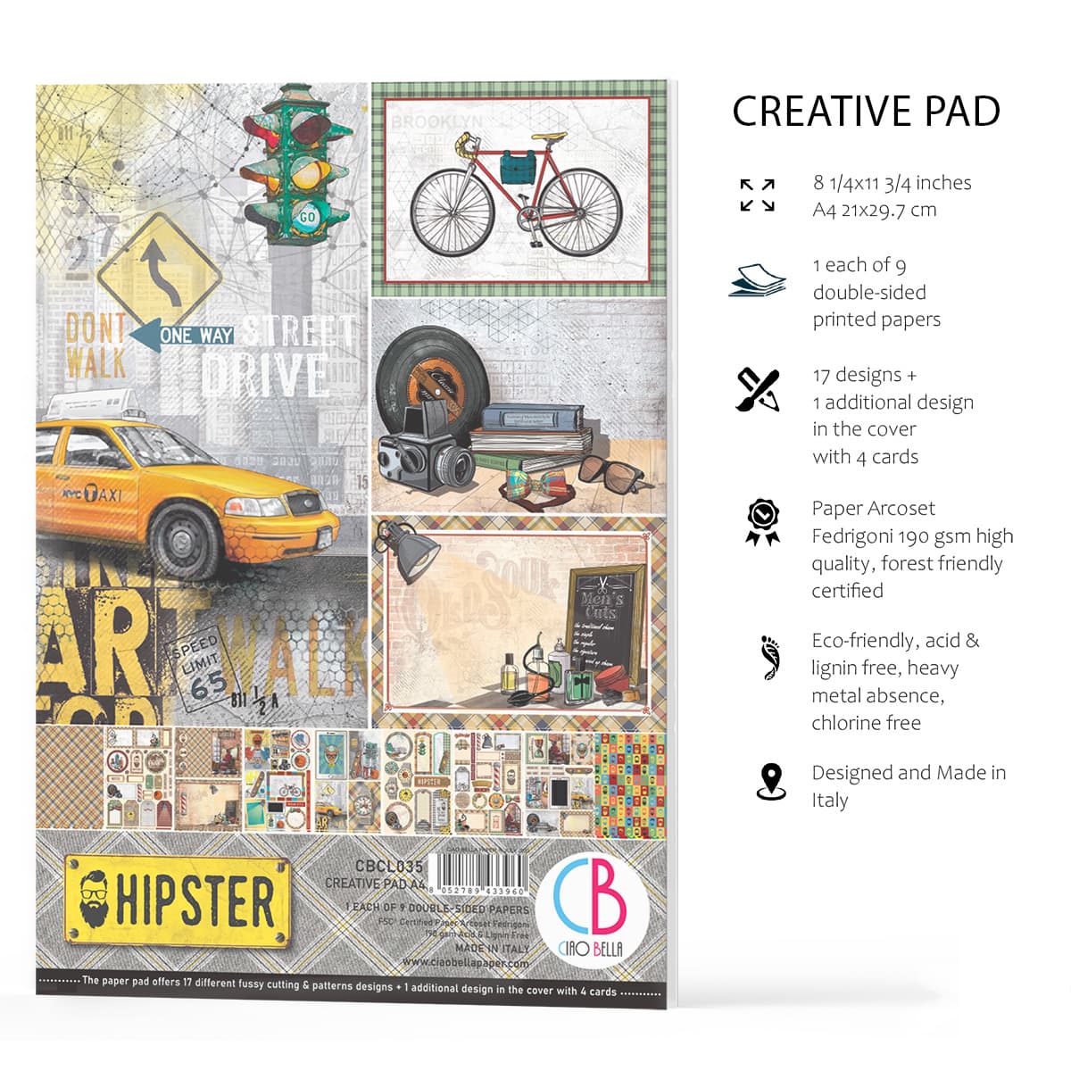 Ciao Bella Hipster Creative Pad A4 9/Pkg