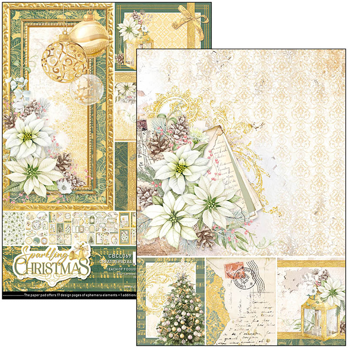 Ciao Bella Sparkling Christmas Creative Pad A4 9/Pkg