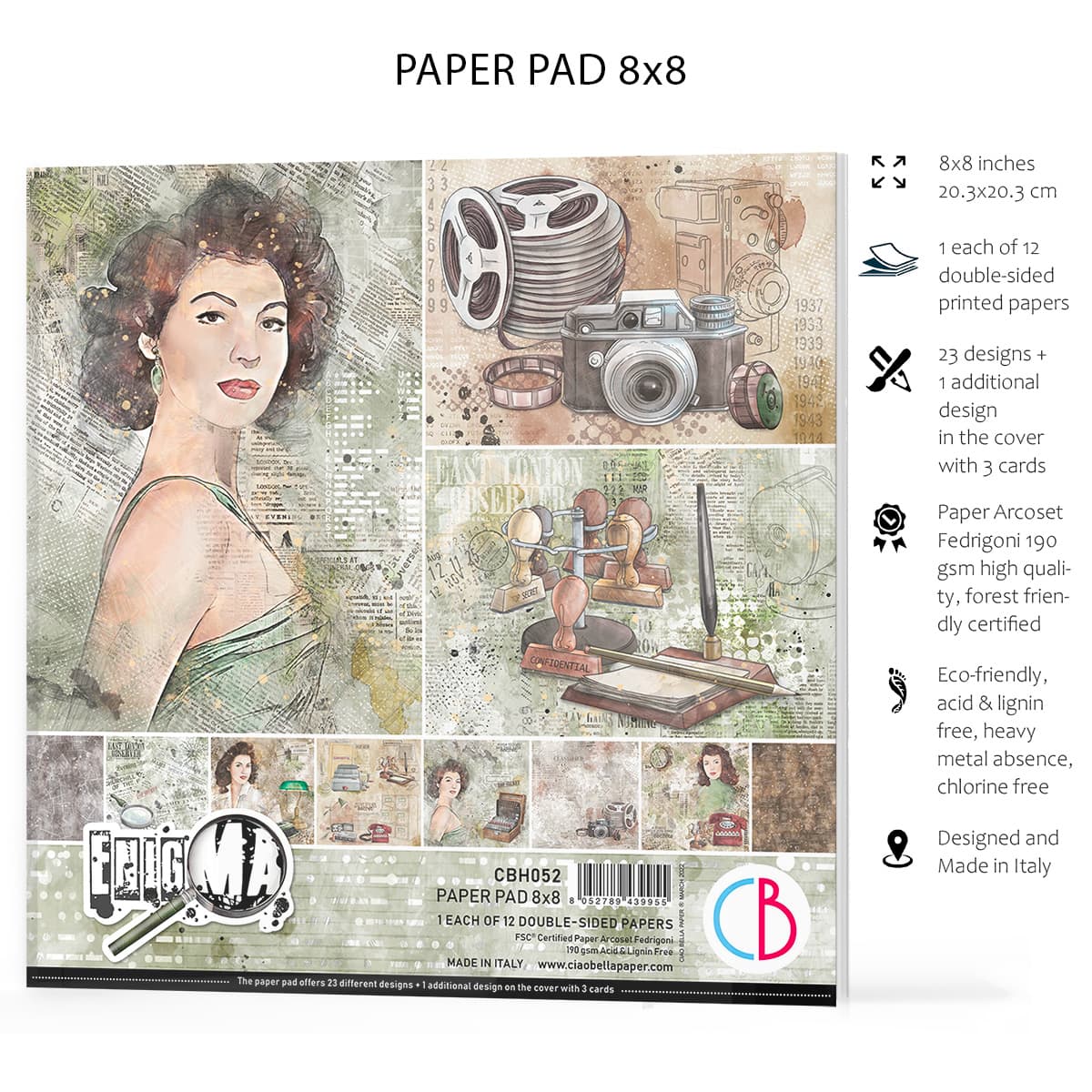 Ciao Bella Enigma Paper Pad 8x8 12/Pkg