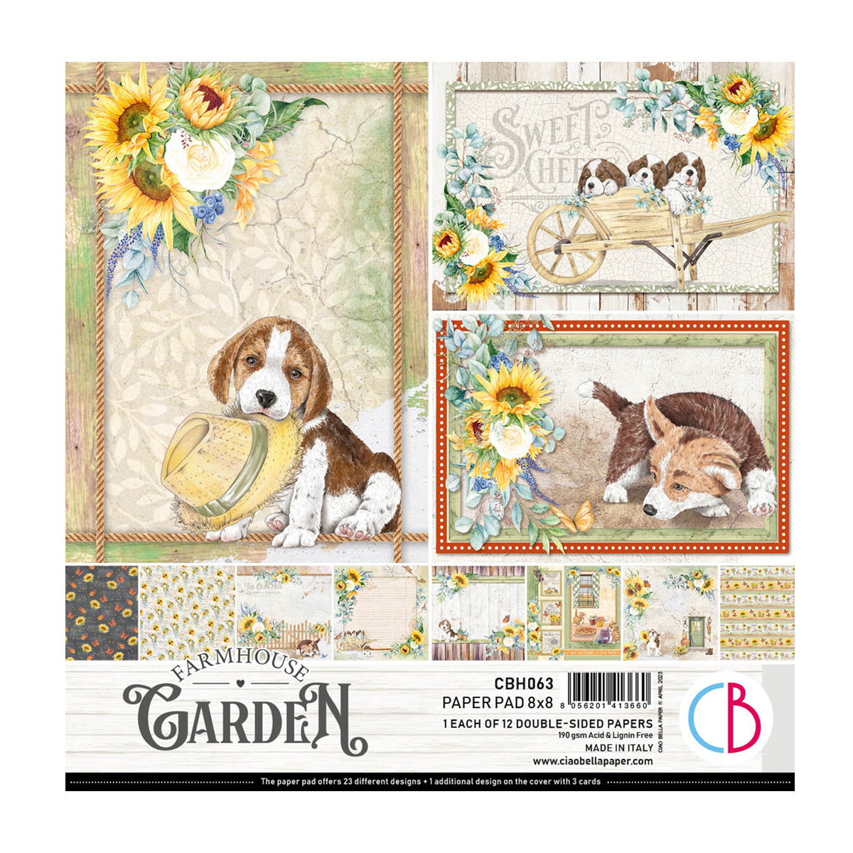 Ciao Bella Farmhouse Garden Paper Pad 8"x8" 12/Pkg