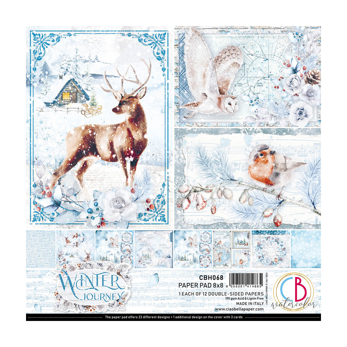 Ciao Bella Winter Journey Paper Pad 8"x8" 12/Pkg