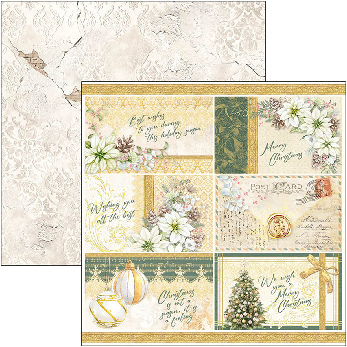 Ciao Bella Sparkling Christmas Paper Pad 8"x8" 12/Pkg