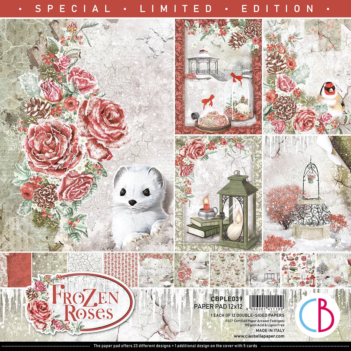 Ciao Bella Frozen Roses Limited Edition Paper Pad 12x12 12/Pkg