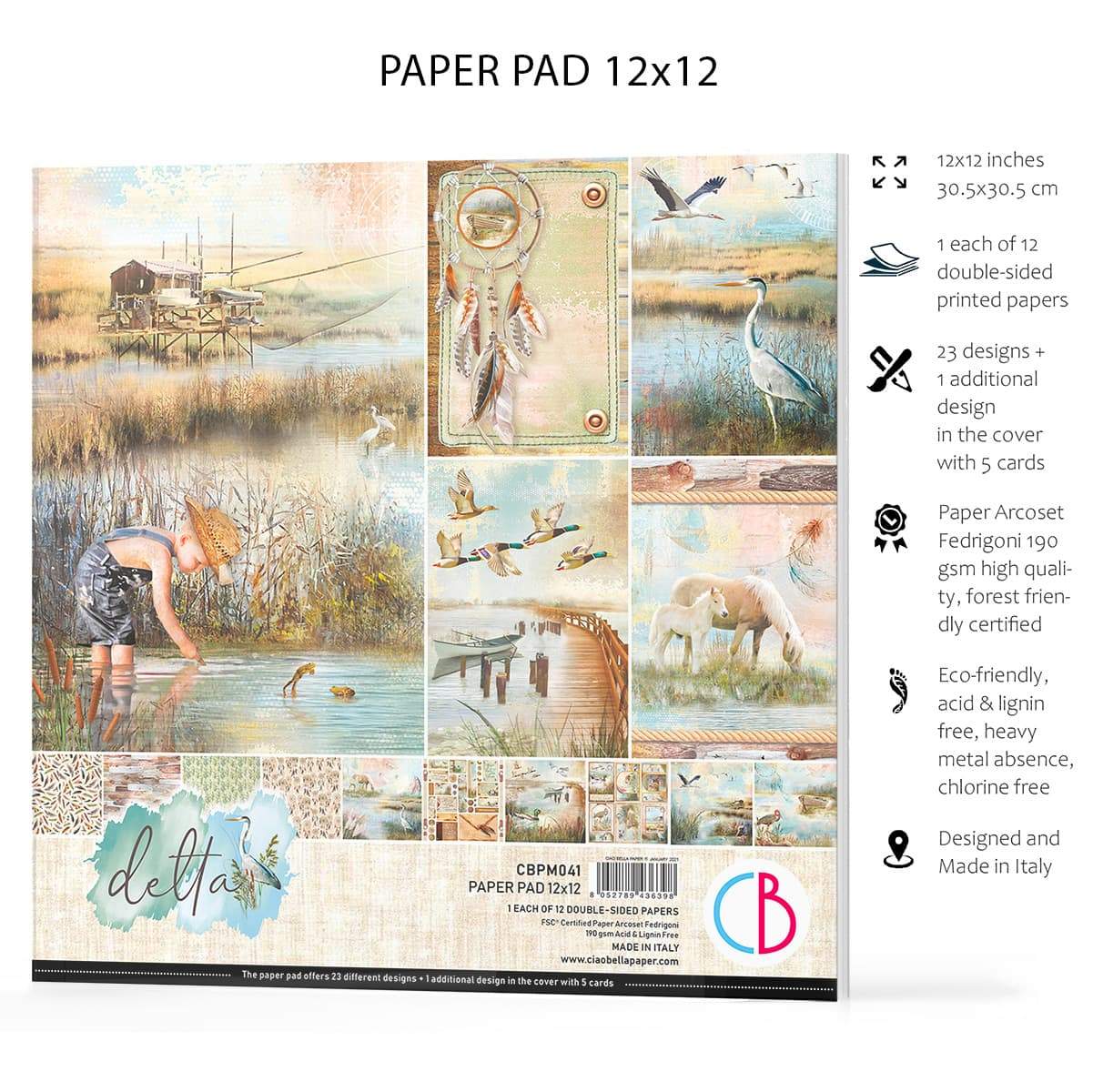 Ciao Bella Delta Paper Pad 12"x12" 12/Pkg