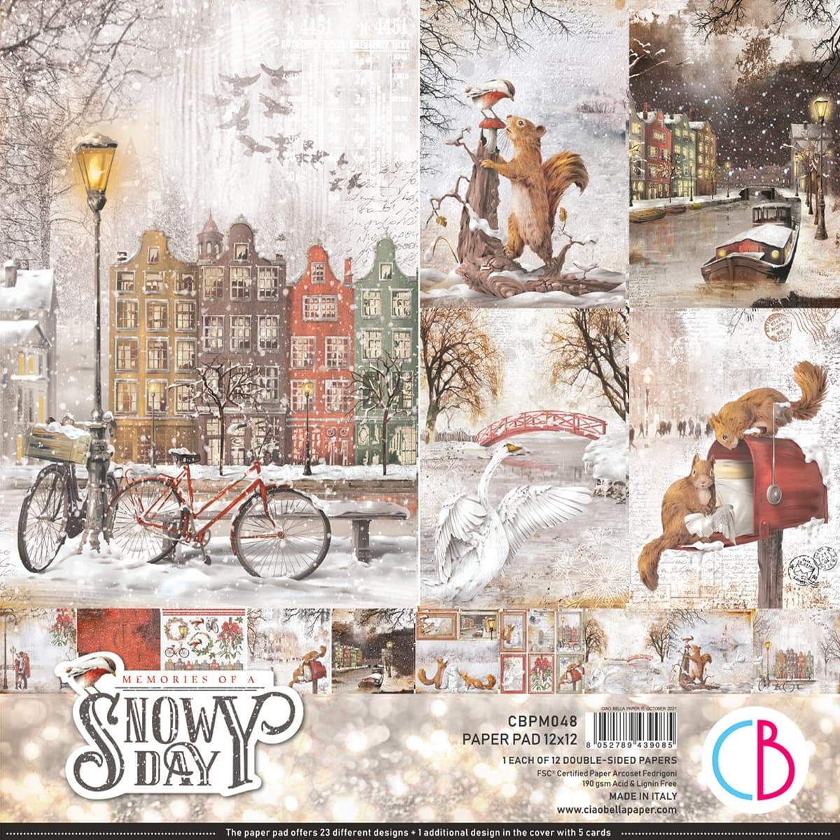 Ciao Bella Memories of a Snowy Day Paper Pad 12"x12" 12/Pkg