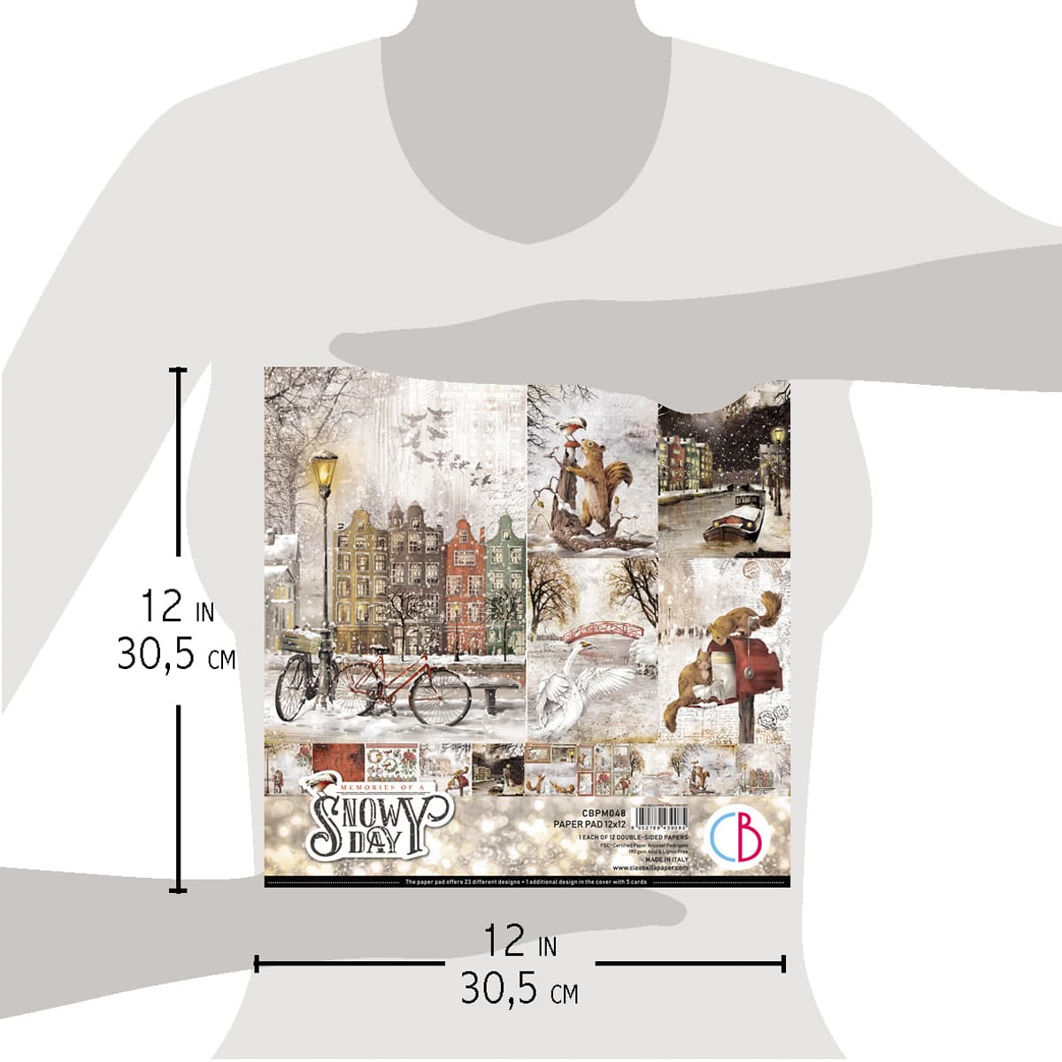 Ciao Bella Memories of a Snowy Day Paper Pad 12"x12" 12/Pkg
